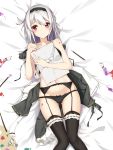  bra breast_hold garter_belt ms-06s open_shirt pantsu panty_pull stockings thighhighs wardrobe_malfunction 