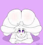 2023 all_fours animated anthro ass_up big_butt blush body_blush buckteeth bun-za_(footfoxxy) butt butt_blush butt_jiggle cheek_tuft facial_tuft footfoxxy front_view hi_res jiggling lagomorph leporid long_ears male mammal nude_anthro nude_male on_ground pink_background pink_nose purple_eyes rabbit scut_tail shaking_butt short_tail simple_background small_tail smile solo tail teeth thick_thighs tuft
