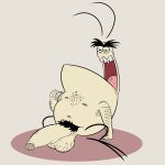 absurd_res annoyed antennae_(anatomy) anthro arthropod balls big_chin bob-jiggles body_hair brown_background brown_body brown_skin chest_hair crooked_teeth drop_shadow erection eyebrows flea genitals gesture hairy_balls half-closed_eyes hand_gesture herbert_dumbrowski hi_res insect looking_at_viewer lying male narrowed_eyes navel nickelodeon nipples nude nude_anthro nude_male on_back open_mouth penis pointing pointing_at_self pubes simple_background sitting solo spread_legs spreading t.u.f.f._puppy thick_eyebrows tongue