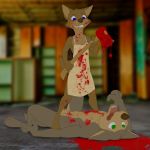 anthro blood bodily_fluids brother brother_and_sister canid canine canis corpse death duo fake_blood female gore killing male mammal misterpickleman nude penis penis_tip playing sibling sister taylor_knight tristan_knight wolf young 