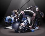absurd_res accessory anthro areola back_tentacles belly big_belly big_breasts big_butt bimbo_anthro bodily_fluids breasts butt cephalopod choker cleopatra_la_jauge clothing coleoid digital_media_(artwork) ear_piercing ear_ring facial_piercing female fish furgonomics furry-specific_piercing hair hi_res hooves huge_breasts hybrid jewelry karoshi_satan lactating latex latex_clothing leash legwear looking_at_viewer marine milk mollusk necklace nipples non-mammal_breasts nose_piercing nude piercing pregnant pregnant_anthro pregnant_female ring_piercing shark simple_background solo stockings stripes tail tail_accessory teeth tentacles thick_thighs