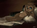  2019 4:3 anthro blue_eyes breasts canid canine canis cub digital_media_(artwork) female flat_chested francisco_goya fur hi_res hotel_transylvania inspired_by_proper_art looking_at_viewer mammal nipples nude smile solo were werecanid werecanine werewolf winnie_werewolf_(hotel_transylvania) wolf young zekromlover 