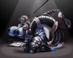 absurd_res anthro back_tentacles big_breasts big_butt bimbo_anthro breasts butt cephalopod choker cleopatra_la_jauge clothing digital_media_(artwork) ear_piercing ear_ring facial_piercing female fish furgonomics furry-specific_piercing hair hi_res hooves huge_breasts hybrid jewelry karoshi_satan latex latex_clothing leash legwear looking_at_viewer marine mollusk necklace nipples non-mammal_breasts nose_piercing nude piercing ring_piercing shark simple_background solo stockings stripes tail teeth tentacles thick_thighs wide_hips