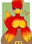  anthro avian banjo-kazooie big_breasts breasts breegull dialogue featureless_breasts female green_eyes hi_res kazooie kloudmutt nude rareware smile solo video_games 