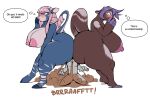 anteater anthro big_breasts big_butt blush breasts butt dominant dominant_female el_brapitto embarrased_horny embarrassed english_text fart fart_cloud fart_fetish farting_on_face female group hi_res hooves huge_breasts huge_butt male male/female mammal onomatopoeia pilosan sandwiched size_difference sound_effects text trio xenarthran