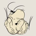 absurd_res antennae_(anatomy) anthro anus arthropod balls big_chin bob-jiggles body_hair brown_background brown_body brown_skin butt butt_hair chest_hair crooked_teeth drop_shadow erection eyebrows flea genitals hairy_balls half-closed_eyes herbert_dumbrowski hi_res insect looking_at_viewer looking_down lying male narrowed_eyes navel nickelodeon nipples nude nude_anthro nude_male on_back penis presenting presenting_hindquarters pubes simple_background sitting solo spread_butt spread_legs spreading t.u.f.f._puppy thick_eyebrows vein veiny_penis