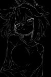 black_background canid canine canis clothing colored_line_art eneki_sei eyewear female glasses humanoid mammal round_glasses shirt simple_background sketch solo topwear white_line_art wolf