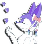 1:1 alpha_channel ambiguous_gender anthro backdrop big_ears blowing_kiss blue_nose bow_ribbon braixen canid canine cheek_tuft chest_tuft eyes_closed facial_tuft femboy fennec_fox fox fur generation_6_pokemon head_tuft heart_symbol kitsunekotaro mammal neck_tuft nino_(nin10dope) nintendo pokemon pokemon_(species) purple_body purple_fur shadow shiny_pokemon simple_background smile solo telegram_sticker transparent_background true_fox tuft white_body white_fur