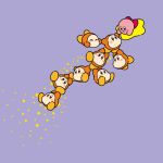  &gt;_&lt; :d artist_request blue_eyes blush blush_stickers brown_eyes closed_eyes kirby kirby_(series) no_mouth official_art open_mouth purple_background second-party_source simple_background smile sparkle star_(symbol) waddle_dee warp_star 