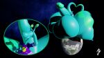 16:9 2_tails 3_toes 3d_(artwork) 4_fingers alien alien_humanoid animal_humanoid anthro balls big_balls big_butt big_penis biped bottom_heavy bottomless butt close-up clothed clothing cosmic_background digital_media_(artwork) earth embarrassed erection eyebrows eyestalks feet fingers floating_eyebrows gastropod gastropod_humanoid genitals gesture giga green_eyes green_markings hand_behind_head hand_on_hip heart_gesture hi_res hoodie hoodie_only huge_balls huge_butt huge_hips huge_penis huge_thighs humanoid hyper hyper_balls hyper_butt hyper_genitalia hyper_penis kuiperkyper kyper_veldyn_(kuiperkyper) long_neck looking_away macro macro_focus male markings mollusk mollusk_humanoid multi_tail penis planet raised_eyebrows sitting_on_planet smile solo space tail tail_gesture teal_body terra_macro thick_thighs toes topwear topwear_only wide_hips widescreen yellow_sclera