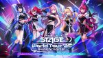  arm_up artist_request black_hair boots double_bun gloves hair_bun hololive irys_(hololive) irys_(irys_2.0)_(hololive) jacket kureiji_ollie long_hair low_wings momosuzu_nene mori_calliope nerissa_ravencroft official_alternate_costume official_art one_eye_closed pink_hair pleated_skirt red_hair skirt very_long_hair wings 