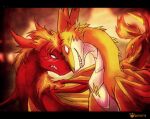 2019 all_fours angry annoyed blaze_(catkitte) blep blush boltron_(catkitte) catkitte comic digital_drawing_(artwork) digital_media_(artwork) dragon duo english_text feral hair male mythological_creature mythological_scalie mythology red_body rivals scales scalie signature smile tail tail_wraps text tongue tongue_out wings wraps yellow_body yellow_scales