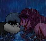 anthro blood blood_from_wound bodily_fluids crying darkner deltarune digital_drawing_(artwork) digital_media_(artwork) don_bluth duo dying female hurt_expression killb94_(artist) lancer_(deltarune) lizard lying_on_ground male on_ground raining reptile sad scalie scar susie_(deltarune) tears the_land_before_time undertale_(series) water wet wounded
