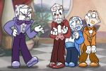 2018 4_fingers clothing confusion cuphead_(game) d12 d20 dice digital_drawing_(artwork) digital_media_(artwork) fingers for_a_head group humanoid killb94_(artist) king_dice lazytown male object_head suit suit_and_tie