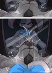 2024 anthro artist_name autofootjob biped black_nose blush bodily_fluids bow_tie bow_tie_only breasts buckteeth colored comic cum ejaculation erection featureless_breasts feet female_(lore) first_person_view five_nights_at_freddy&#039;s fondling foot_fetish foot_play fur genital_fluids genitals grey_body grey_fur gynomorph hand_on_own_breast hi_res intersex lagomorph leporid looking_at_mirror looking_at_object looking_at_self looking_at_viewer male_(lore) mammal masturbation mirror mostly_nude motion_lines open_mouth open_smile patchwork_creature penile penile_masturbation penis penis_under_clothes rabbit red_sclera reflection scottgames self_fondle shaded sitting sitting_on_ground smile solo spread_legs spreading teeth text vanny_(fnaf) white_body white_fur yimoon640 zipper