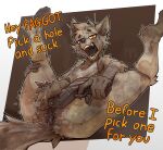animal_genitalia anthro anus arctic_fox balls canid canine clothing dark_anus darkened_genitalia dirty flaccid fox genitals gun hi_res lagg_(ralek) looking_at_viewer male mammal musk open_mouth penis presenting ralek ranged_weapon sheath shirt solo spreading tank_top threatening topwear true_fox weapon