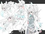 2024 anthro anthro_to_humanoid biped blue_eyes blue_hair blue_markings bound breasts canid clothed clothing colored countershade_fur countershade_torso countershading diamond_(marking) ellipsis exclamation_point fangs featureless_breasts featureless_crotch feixiao_(honkai:_star_rail) felid female female_anthro female_humanoid front_view fully_clothed fur goo_drip goo_transformation grey_hair hair hands_tied hi_res humanoid inner_ear_fluff mammal markings motion_lines mxl nude prehistoric_species purple_eyes saber-toothed_tiger sabertooth_(anatomy) simple_background solo standing tail teeth thinking_pose three-quarter_view transformation transformation_sequence tuft white_body white_fur