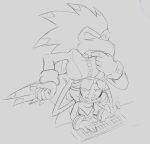accipitriform anthro archie_comics avian big_breasts bird blush boob_hat bracelet breasts canid canine clothing coat computer_keyboard duo eyewear eyewear_on_head female fennec_fox fox glasses glasses_on_head guillion jewelry mammal mask nephthys_the_vulture sega sketch sonar_the_fennec sonic_the_hedgehog_(archie) sonic_the_hedgehog_(comics) sonic_the_hedgehog_(series) topwear true_fox typing vulture