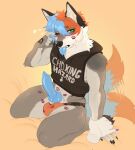 animal_genitalia animal_penis anthro canid canine canine_genitalia canine_penis canis clothing erection fangs genitals hand_holding heart_symbol hi_res hoodie jockstrap kiss_mark kiss_mark_on_balls knot male mammal nyushi pawpads paws penis solo tail tail_motion tailwag teeth text tired tongue tongue_out topwear underwear wolf