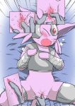  2019 absurd_res armor blush bodily_fluids comic digital_media_(artwork) duo eeveelution espeon eudetenis female female_focus feral fingering fur genital_fluids hi_res male male/female mammal nintendo open_mouth pinheadchains pok&eacute;mon pok&eacute;mon_(species) pussy pussy_juice simple_background solo_focus video_games 