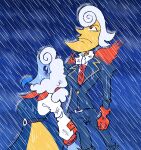 air_creature anthro big_breasts blue_background blue_body blue_skin breasts cloud cloudy_sky darkner deltarune droplets elemental_creature elnina_(deltarune) female fluffy fluffy_hair hair hi_res humanoid lanino_(deltarune) living_cloud living_moon male male/female meme_pose pose raining silly_face simple_background skinny sky tongue tongue_out undertale_(series) vegeta_rain_meme yanisp5 yellow_body yellow_skin