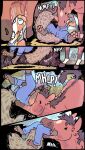 absurd_res anthro ash_(ashtailfox) beady_eyes biped black_eyes black_hair bodily_fluids brown_body brown_fur canid canine clothing colbycat comic drooling duo equid equine feral fox fur grey_body grey_fur hair hay head_in_mouth hi_res horse inside_throat internal male mammal oral_vore orange_body orange_fur overalls overalls_only pawpads peril pink_pawpads quadruped saliva vore white_body white_fur