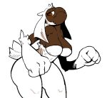 2012 4_fingers animal_humanoid big_breasts big_hands breasts brown_body brown_breasts brown_eyes brown_nipples brown_skin cave_story dark_body dark_breasts dark_nipples dark_skin digital_drawing_(artwork) digital_media_(artwork) eyelashes female female_humanoid fingers fist flesh_fang floppy_ears fur hair humanoid hybrid lagomorph lagomorph_humanoid lop_ears mammal mammal_humanoid mangneto mimiga navel nipples possessed_sue shaded short_tail simple_background simple_shading solo standing sue_sakamoto tail thick_thighs white_background white_body white_ears white_fur white_hair white_tail wide_hipped_female wide_hipped_humanoid