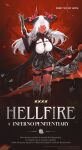  belt black_gloves black_horns boots breasts broken_horns colored_skin demon_girl demon_horns demon_tail duet_night_abyss gloves gun hellfire_(duet_night_abyss) highres holding holding_gun holding_sword holding_weapon horns huge_weapon large_breasts long_hair looking_at_viewer multicolored_horns official_art red_horns red_skin shoulder_pads sword tail thigh_strap weapon white_hair yellow_eyes yonesdraws 