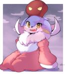 anthro clothing creo dress evocreo female fur hi_res lightmizano madirekat purple_body solo teeth whiskers white_body white_fur yellow_eyes