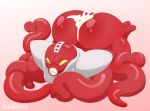  2019 big_butt bodily_fluids butt cephalopod clothing f-zero hi_res humanoid male marine mollusk octoman red_body red_skin simple_background solo tentacles yellow_eyes zenminch 