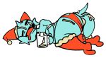 after_sex anthro balls beverage big_butt blue_body blue_fur bodily_fluids bulge butt cheek_tuft christmas christmas_clothing christmas_headwear clothed clothing clothing_aside container cum cum_in_a_cup cum_in_ass cum_in_container cum_inside cum_on_balls cum_on_butt cum_on_face cum_on_tail cup drunk eggnog eyes_always_closed eyes_closed facial_tuft footwear fur genital_fluids genitals handwear hat hat_on_ear headgear headwear hi_res holding_beverage holding_container holding_cup holding_object holidays legwear lying male mitten_hands mittens on_side open_mouth orange_body orange_fur panties panties_aside red_clothing red_panties red_underwear santa_hat scab_(character) scab_nsfw simple_background socks solo stockings substance_intoxication tail teeth thick_thighs thigh_highs tired tongue tongue_drip torn_clothing torn_panties torn_underwear tuft underwear underwear_aside white_background