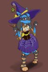  absurd_res ambiguous_gender anthro breasts canid canine clothing cosplay crwhite duo female female_focus feral halloween hat headgear headwear hi_res holidays lucario mammal nintendo pok&eacute;mon pok&eacute;mon_(species) red_eyes small_breasts smile solo_focus video_games wand witch_costume witch_hat 