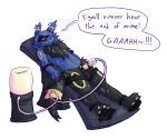 2025 alpha_channel anthro balls black_body black_fur blue_body blue_fur bodily_fluids breast_milking chemicalcreature claws crystal cum cum_collecting digital_drawing_(artwork) digital_media_(artwork) eeveelution ejaculation english_text erection floating_crystals forced fur furniture generation_2_pokemon genital_fluids genitals hair lactating lying machine male markings mask milking_machine nintendo on_back open_mouth pawpads penile penis penis_milking pokemon pokemon_(species) signature solo sparkles speech_bubble strapped_down stuttering table tail text umbreon vat watermark wearing_mask yellow_markings yellow_pawpads