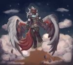2025 absurd_res andromorph anthro anubismon asher_(razim) bandai_namco black_body black_fur boxers_(clothing) boxers_only clothed clothing collar digimon digimon_(species) facial_markings flying fur head_markings hi_res holy_ring intersex markings orange_eyes pawpads paws rdy red_body red_fur red_nose red_pawpads tail topless underwear underwear_only wings zgf_art