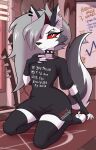 2025 4_fingers absurd_res anthro artist_name black_clothing black_gloves black_handwear canid canid_demon canine claws clothing collar demon digital_drawing_(artwork) digital_media_(artwork) eyelashes feet female fingerless_gloves fingers fluffy fluffy_tail fur gloves grey_body grey_fur grey_hair hair handwear hellhound helluva_boss hi_res hindpaw kneeling legwear long_hair long_tail looking_at_viewer loona_(helluva_boss) mammal multicolored_body multicolored_fur mythological_canine mythological_creature mythology paws red_sclera sebasdono smile snout solo spiked_collar spikes tail text thigh_highs toe_claws two_tone_body two_tone_fur url watermark white_body white_eyes white_fur
