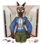  2019 alcohol anthro baseball_bat bat_(object) beverage bf_109_(hideki_kaneda) breasts brown_body brown_eyes brown_fur canid canine canis clothed clothing domestic_dog female fur hair hideki_kaneda inside key looking_at_viewer mammal portrait solo standing stephen_king_(copyright) sweater the_shining three-quarter_portrait topwear typewriter white_hair 