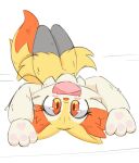 2025 ambiguous_gender anthro blush braixen canid canine eyelashes fangs fur generation_6_pokemon hi_res inner_ear_fluff looking_at_viewer mammal nekochan nintendo open_mouth orange_body orange_eyes orange_fur pawpads pokemon pokemon_(species) se1t solo tail teeth telegram tongue tuft yellow_body yellow_fur