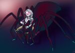 2019 4_arms 5_fingers 8_breasts 8_legs after_transformation arachnid arthropod arthropod_abdomen artist_name bottomless breasts clothed clothing colored drider dungeons_and_dragons female female_humanoid female_taur fingers gradient_background gwen_stacy halcy0n hand_on_own_breast hasbro hi_res hoodie humanoid insect_legs mask multi_arm multi_breast multi_limb nipples nipples_through_clothes non-mammal_breasts non-mammal_nipples red_body shadow signature simple_background solo standing taur text three-quarter_view topwear wizards_of_the_coast