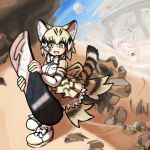 1:1 1_eye 2022 :d animal_humanoid armwear big_ears black_bow black_bow_tie black_clothing black_dress black_tail black_tail_tip blonde_hair blue_sky blush blush_lines bow_(feature) bow_on_back bow_tie breasts building cat_tail cave cellien charging cliff clothed clothing cloud desert desert_background detailed_background digital_media_(artwork) dipstick_tail dress elbow_gloves exposed_shoulder eyeball eyebrow_through_hair eyebrows fangs felid felid_humanoid feline feline_humanoid felis female fingers fluffy footwear fur gloves hair handwear holding_object humanoid inner_ear_fluff kemono_friends large_bow logo looking_at_viewer mammal mammal_humanoid markings milticolored_bow_tie multicolored_body multicolored_bow multicolored_clothing multicolored_dress multicolored_ears multicolored_fur multicolored_gloves multicolored_hair multicolored_handwear multicolored_tail number open_mouth outside pockets rock ruins sand sand_cat sand_cat_(kemono_friends) sand_cat_humanoid shadow shoes sky skyscape sleeveless_clothing sleeveless_dress sleeveless_shirt smile sneakers snowboard socks solo standing striped_markings striped_tail stripes tail tail_markings teeth text trail train translucent translucent_hair tuft unreadable_writing vehicle xynoso yellow_bow_tie yellow_clothing yellow_eyes yellow_footwear yellow_gloves yellow_handwear yellow_shoes yellow_tail