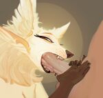 2025 anthro balls blue_eyes brown_background brown_body brown_fur discreet_user duo faceless_character faceless_human faceless_male fellatio female fur fyre_fox genitals hand_on_penis hi_res human interspecies male male/female mammal mylar_(discreet_user) narrowed_eyes open_mouth oral penile penis penis_in_mouth red_eyes sex sharp_teeth simple_background squint teeth tongue white_body white_fur yellow_body yellow_fur