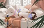 2025 absurd_res anklet anthro armband barefoot bed big_penis bottomwear bulge clothed clothing crossdressing erection erection_under_clothing eyebrows feet femboy fur furniture genitals hair hi_res holding_object hookah humanoid_genitalia humanoid_penis ineffective_clothing inside jewelry leaf loincloth loincloth_only looking_at_viewer lying male mammal mask navel necklace on_back on_bed open_mouth open_smile penis pillow plant rodent skimpy smile smoke smoking solo stylusknight tenting topless topless_anthro topless_male translucent translucent_clothing tuft