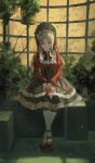  1girl absurdres airool ankle_strap bang_dream! bang_dream!_it&#039;s_mygo!!!!! birdcage black_bow black_corset black_dress black_shoes blue_eyes bonnet bow branch breasts brown_hair bush cage chinese_commentary closed_mouth collar commentary_request corset cross-laced_clothes cross-laced_corset crossed_legs dated dress dress_bow footwear_bow frilled_bonnet frilled_collar frilled_dress frilled_sleeves frilled_socks frills full_body grey_collar grey_socks hat hat_bow highres indoors juliet_sleeves kneehighs layered_dress light_particles long_hair long_sleeves looking_at_viewer mary_janes nagasaki_soyo official_alternate_costume parted_bangs puffy_sleeves red_bow red_brooch red_dress red_ribbon ribbon shoes sidelighting sleeves_past_wrists smile socks solo standing two-tone_dress weibo_username white_socks window yellow_background 