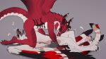16:9 2025 3_toes 4_toes 5_fingers aetos_(runapup) all_fours anthro anthro_on_anthro avian beak blue_eyes bodily_fluids claws cum cum_in_mouth cum_inside digital_media_(artwork) dragon duo erection feet female finger_claws fingers genital_fluids genitals gryphon hi_res horn lying male male/female mythological_avian mythological_creature mythological_scalie mythology nude nude_anthro nude_female nude_male on_back pawpads paws penis red_body red_scales red_tail red_wings ruaidri scales scalie simple_background tail teeth thrayn_(runapup) toe_claws toes tongue widescreen wings