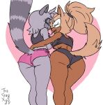 anthro bottomwear breasts butt canid canine canis clothed clothing duo female hi_res hug idw_publishing lemur mammal primate sega shirt shorts skimpy sonic_the_hedgehog_(comics) sonic_the_hedgehog_(idw) sonic_the_hedgehog_(series) strepsirrhine tangle_the_lemur tank_top thisguyxyq topwear under_boob whisper_the_wolf wolf