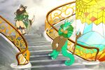 absurd_res animal_humanoid arthropod bardo_en_krisis bee clothing dragon duo_focus group hi_res humanoid hymenopteran insect jewelry magic_staff melee_weapon mythological_creature mythological_scalie mythology pose scalie scalie_humanoid standing sword weapon