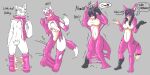 2011 2:1 anthro assimilation ayase_(ayasebunny) biped black_hair black_markings breasts clothing colored countershading crotch_tuft dialogue dipstick_tail dizzy english_text engrish female female_anthro fur gender_transformation goo_transformation hair horn licking licking_lips licking_own_lips looking_at_viewer male male_anthro markings mxl nude open_mouth purple_body simple_background smile solo species_transformation standing tail tail_markings text thought_bubble tongue tongue_out transformation tuft white_body white_countershading white_markings