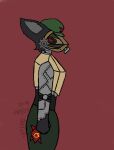 anthro anthrothegoat cjk_character communism digital_drawing_(artwork) digital_media_(artwork) fur gas_mask green_cap grey_body hybrid machine male mask metallic_body mk1(anthrothegoat) politics protogen red_star robot robot_anthro signature simple_background solo solo_focus