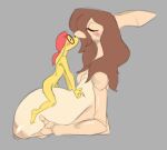 anthro arthropod big_breasts blush breast_play breasts canid canine duo exoskeleton female horn insect jivii_(jizzus) jizzus kissing maby_(uglycoal) male male/female mammal sex size_difference titfuck