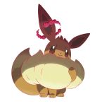  2019 3_toes absurd_res ambiguous_gender brown_body brown_fur canid dipstick_tail feral fluffy_mane fur gigantamax_eevee gigantamax_pok&eacute;mon head_tuft hi_res long_tail mammal mane multicolored_tail nintendo official_art pok&eacute;mon pok&eacute;mon_(species) purple_eyes shaded simple_background smile solo standing tan_body tan_fur tan_mane thick_tail toes tuft unknown_artist video_games white_background 
