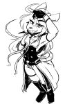 2025 anaugi anthro black_and_white blep boots bottomwear choker clothed clothing female fingerless_gloves footwear gesture gloves hand_gesture handwear jewelry looking_at_viewer mammal middle_finger monochrome murid murine necklace pants rat rodent satsui_(anaugi) shoes simple_background solo standing tail tongue tongue_out uniform white_background